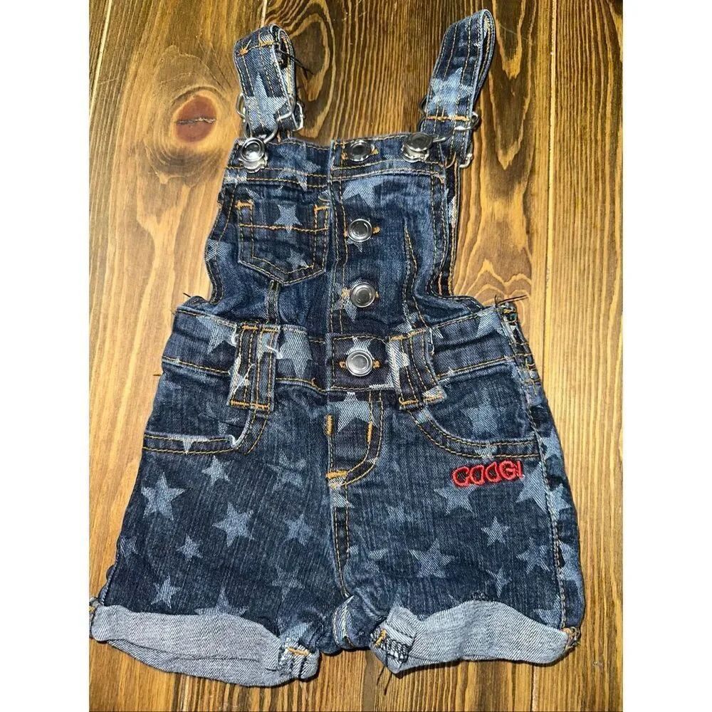 Coogi Girl's Coveralls Denim 3-6 months Stars Overalls Shorts